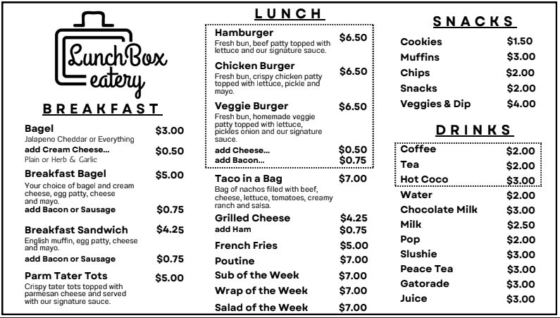 menu