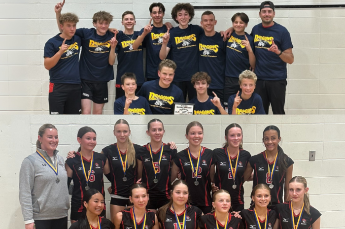 Grade 9 boys with the gold, grade 9 girls with the Silver