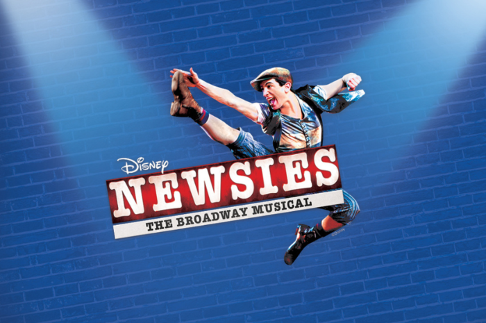 Disney's Newsies The Musical logo. Man dancing