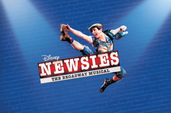 Disney's Newsies The Musical logo. Man dancing