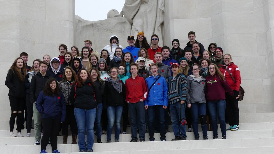 group of students at vimy ridge