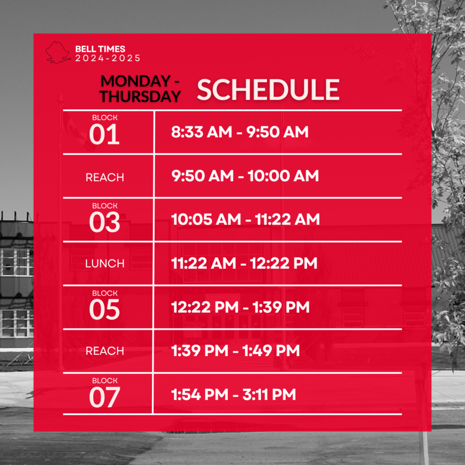 Monday - Thursday bell schedule