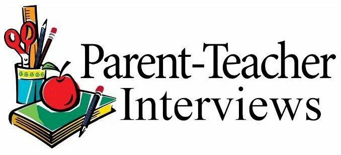 parent-teacher interviews with illustration of school supplies